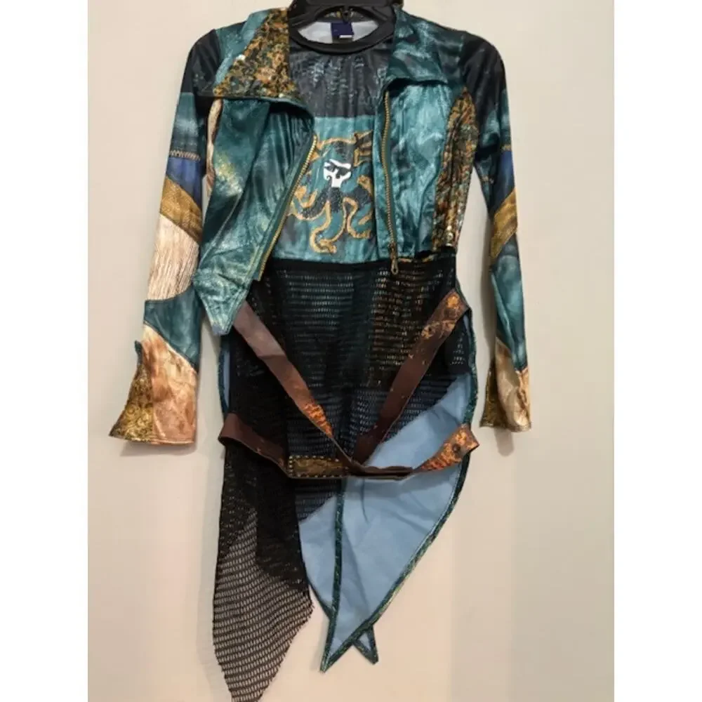 Disney Descendents Uma Costume 2 Piece Pants Jacket Zip Front Size 9 - 10 - Picture 3 of 10